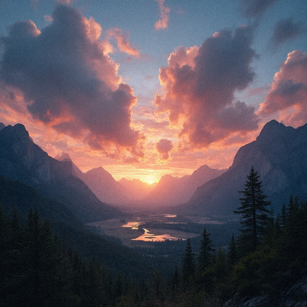 Impresionante paisaje natural al atardecer